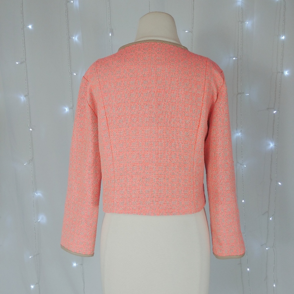 Best Society Bright Coral Pink Cropped Jacket - Picture 3 of 6